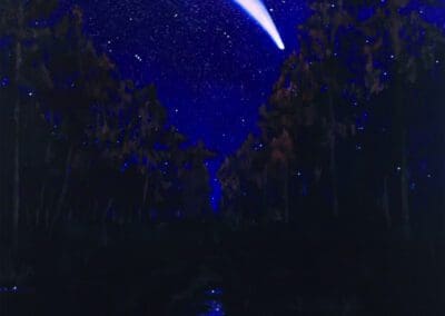 Nocturnal Portent comet painting by Claire Cansick