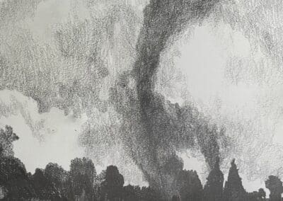 Shut the Windows - charcoal on paper by Claire Cansick
