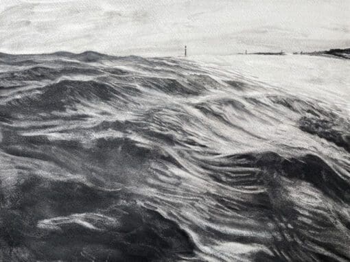 I Can See The Sea X charcoal drawing of a wave